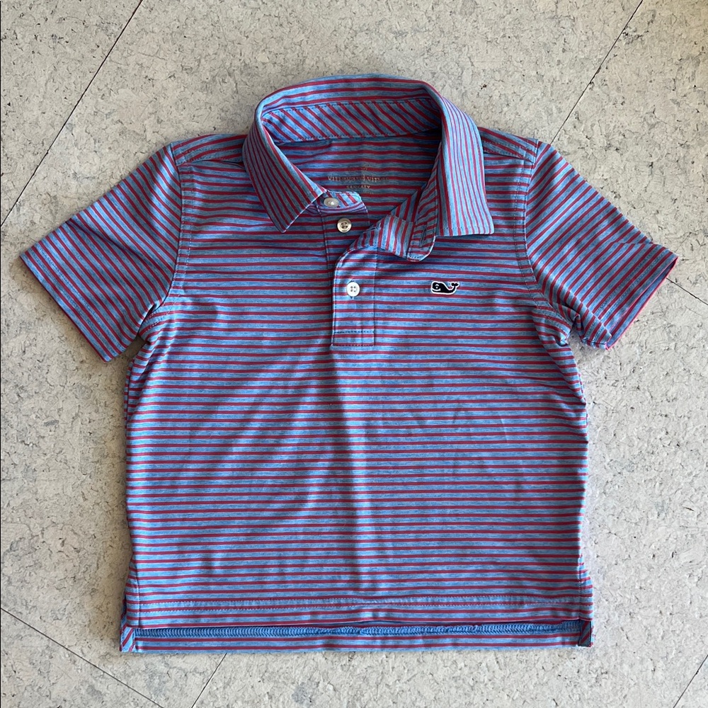 Vineyard Vines Blue & Red Striped Performance Polo